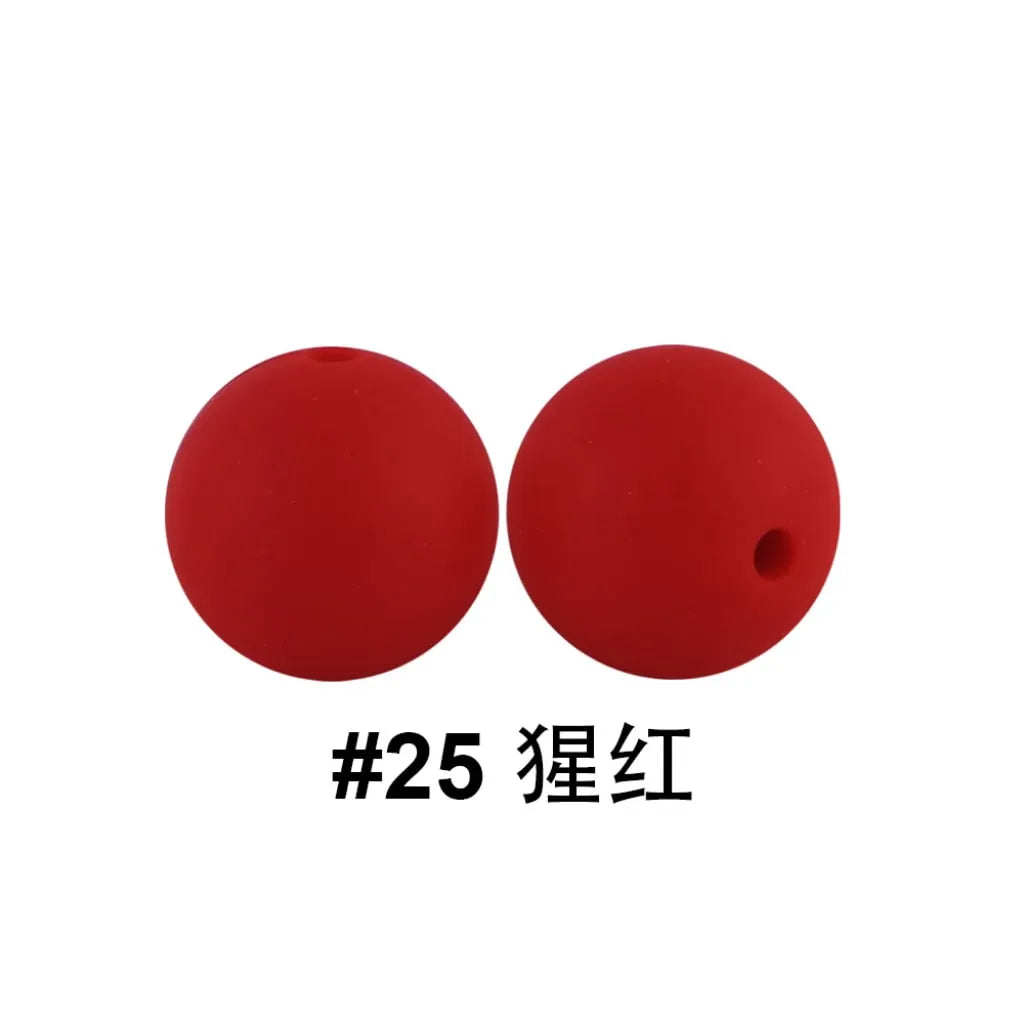 Solid Colored Silicone Beads 15 mm