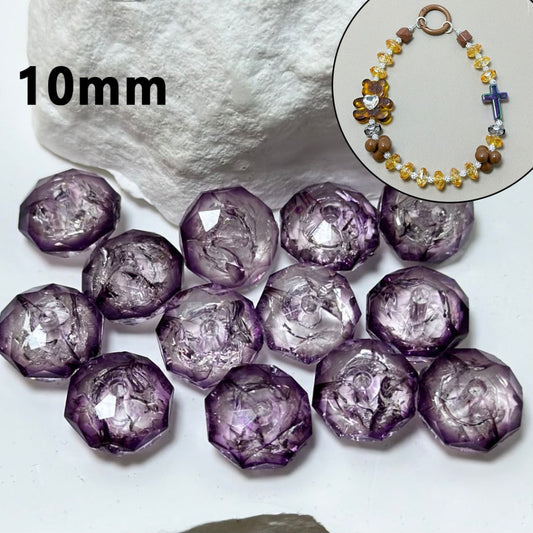 Adorable Clear Light Purple Polyhedral Broken Inside Flat Acrylic Beads, 10MM