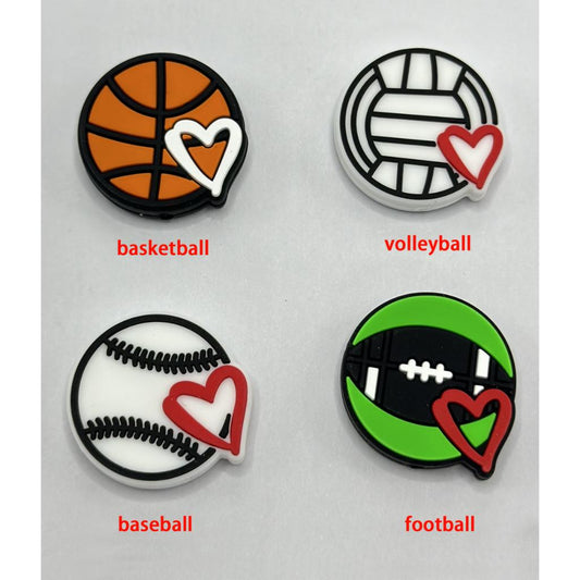 Football Basketball Volleyball Baseball Softball Sports Balls Silicone Focal Beads Random Mix