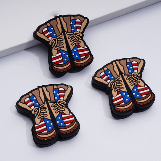 Military Army Boots Patriotism USA America Silicone Focal Beads