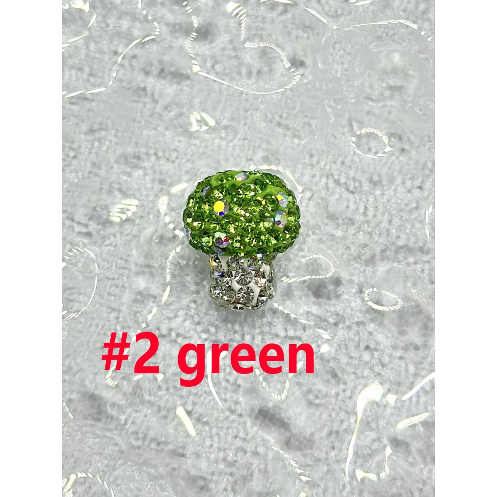 Mushroom Clear Rhinestone Colorful Clay Beads, Random Mix, 18MM