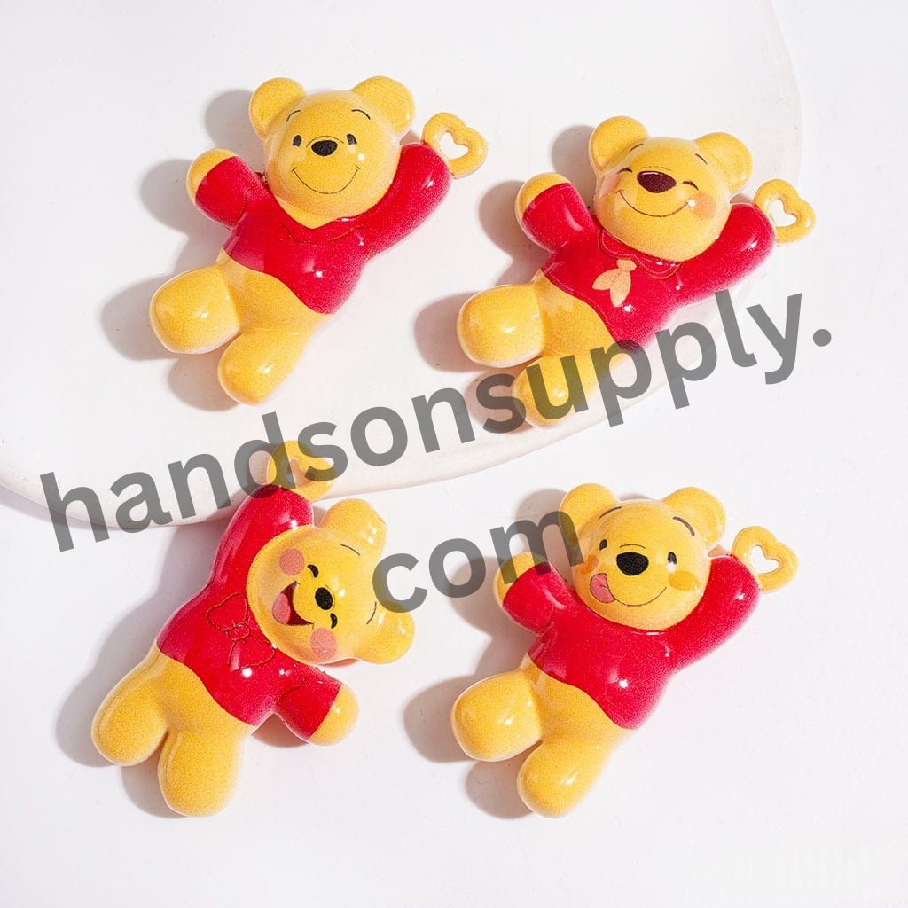 Honey Bear Acrylic Beads, 47*28MM, Heart Hole, Random Mix