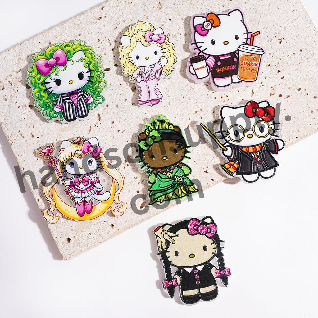 Cute Cat in Various Costumes Acrylic Beads, Various Styles, Random Mix