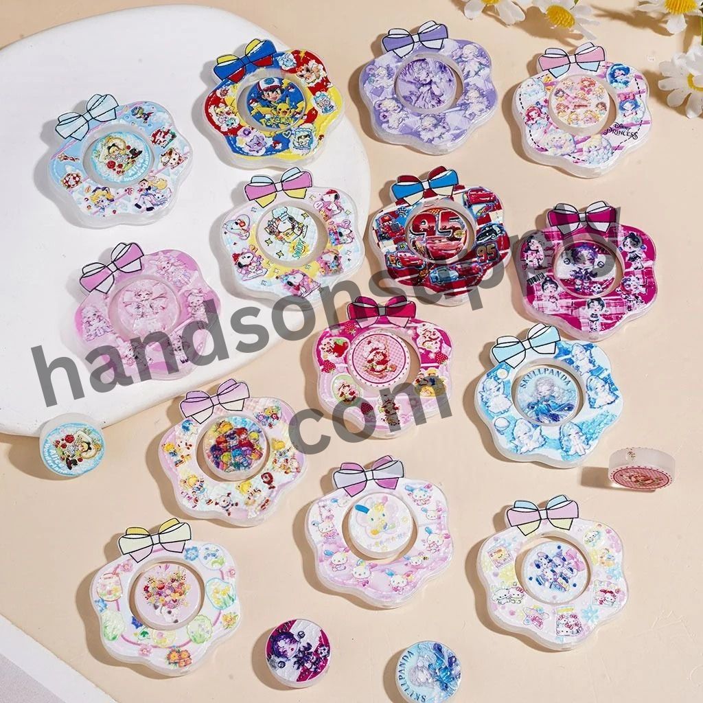 Whimsical Cartoon Character Hollow Wreath with Bowtie & Tiny Decorative Pieces Acrylic Beads, Random Mix (Please Read Description)