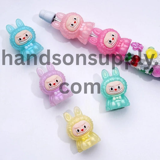 Colorful Solid Colored Creature Monster Doll PVC Vivid Cute Soft Rubber Beads, Around 28*18MM, Random Mix