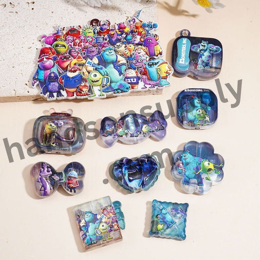 Colorful Cute Monster Character, Electric Power Company Series Acrylic Beads Charm Pendants, Assorted Shapes, Random Mix