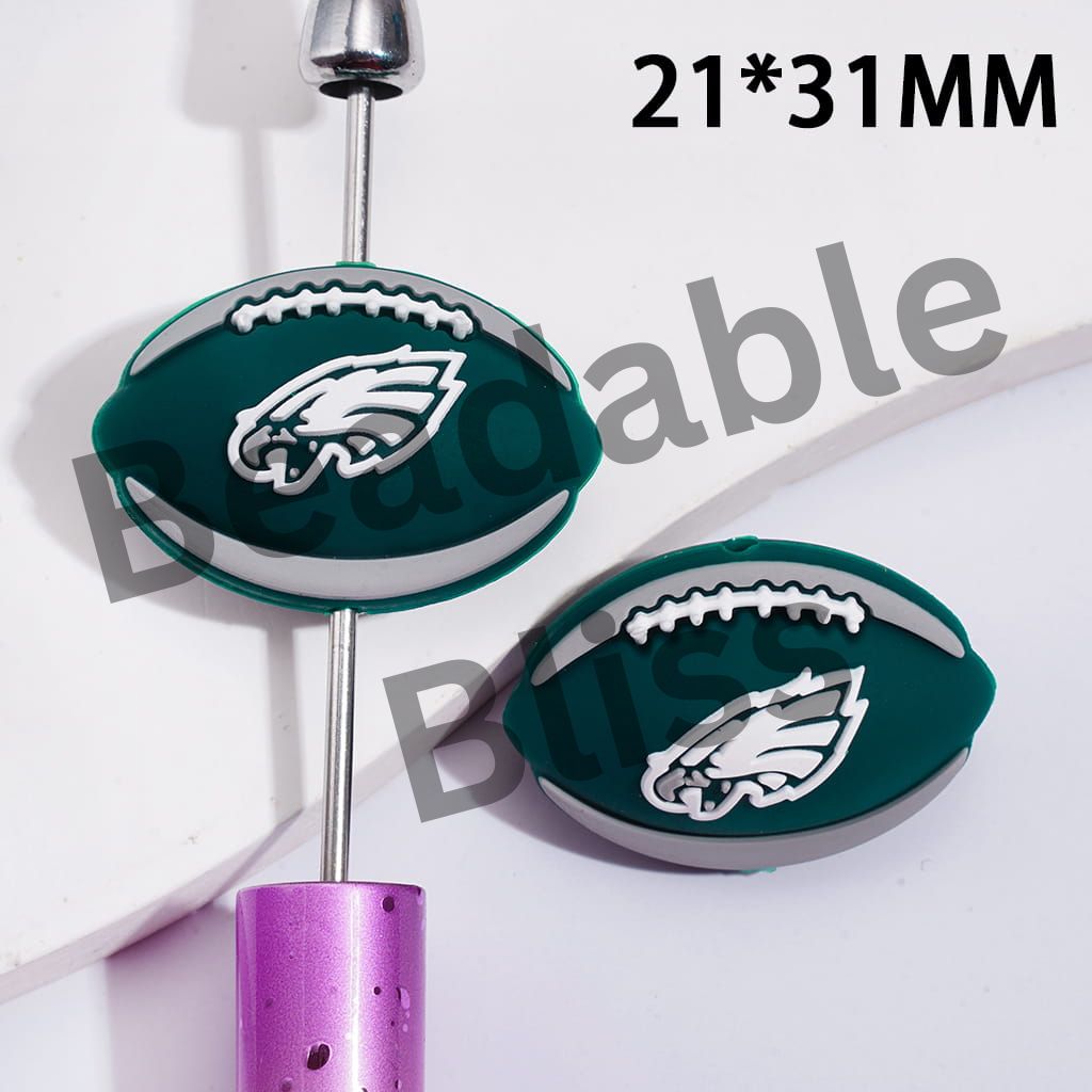 Silicone Focal Beads 3D Sports American Football Team Sports Theme  Eagles
