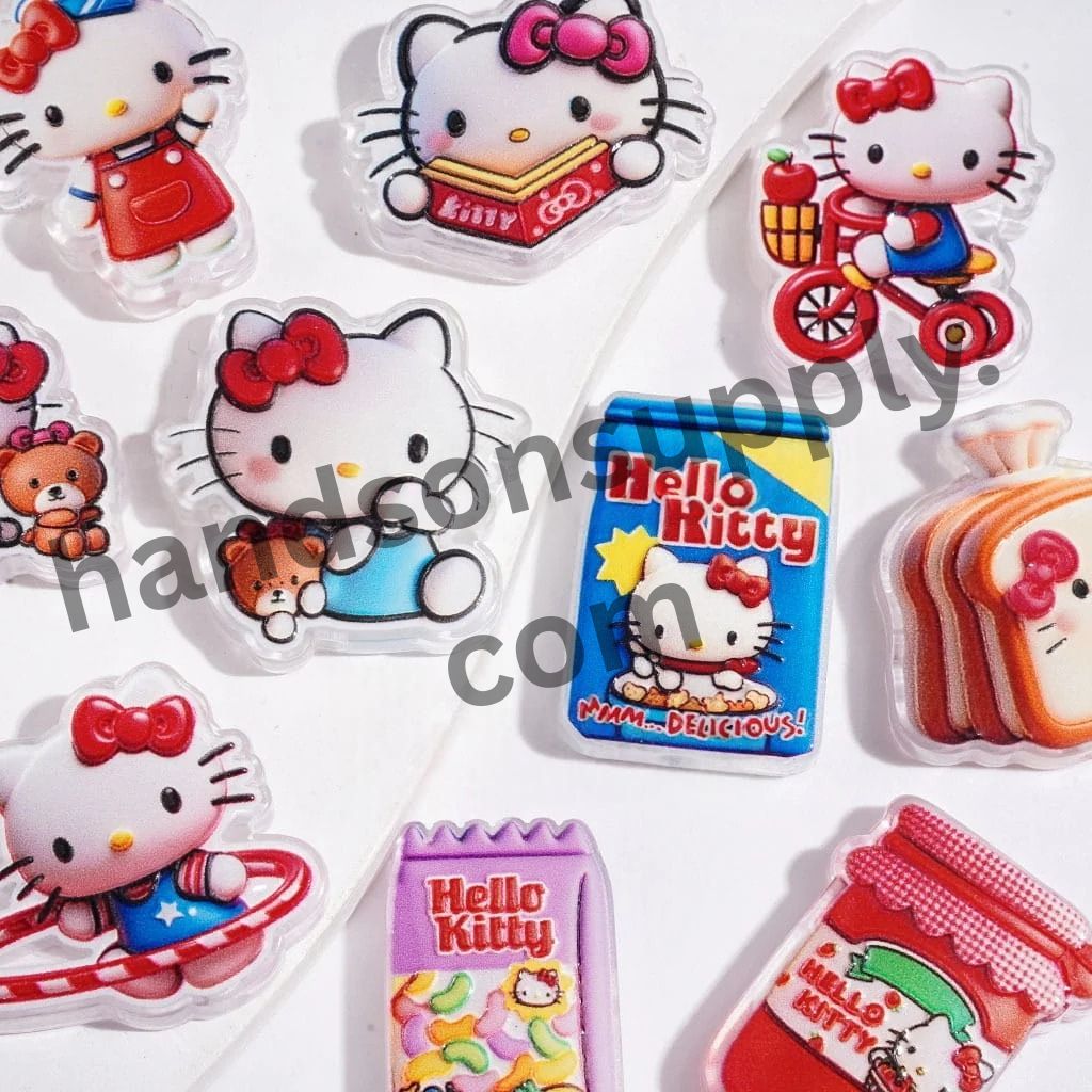 Adorable Cat Characters Series Breakfast Designs Toast and Jam Semi-Clear Acrylic Beads, Assorted Style, Random Mix