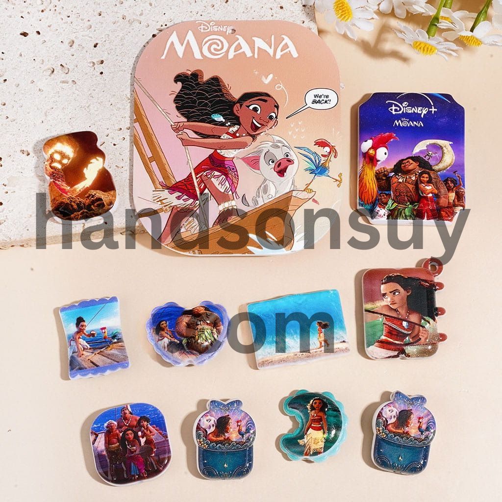 Sea Navigator Princess Adventure Character Series Printed Acrylic Beads, Assorted Shapes, Random Mix