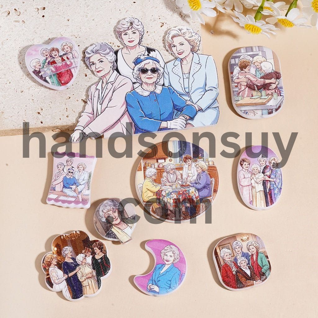 American Classic The Golden Girls Character Series Printed Acrylic Beads Pendant, Assorted Shapes, Random Mix