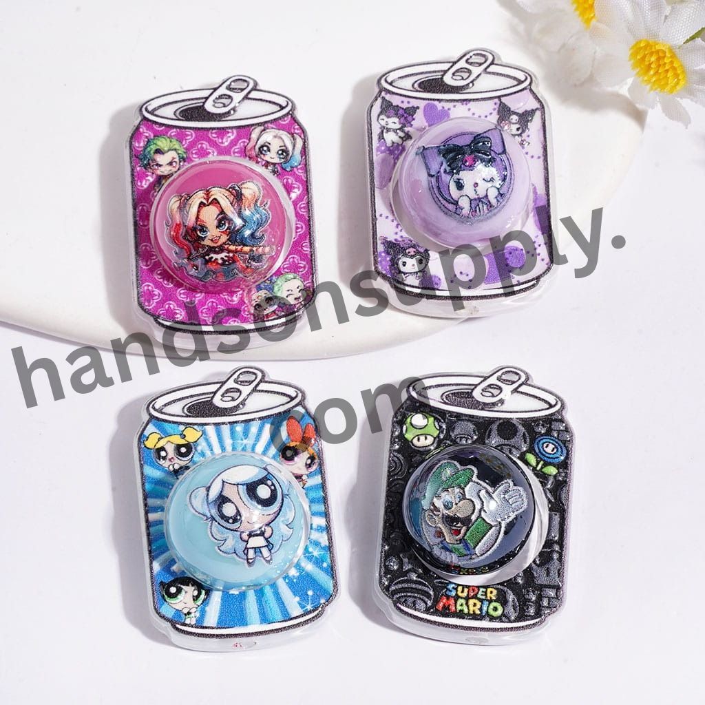 Cute Cartoon Character Acrylic Beads Soda Can Frame with Round Beads, Random Mix (The Round Beads is 16MM)