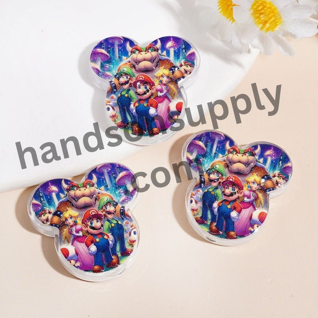 Cartoon Game Character Theme Mouse Head Shape Acrylic Bead 24*24mm