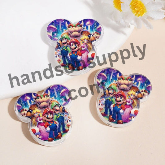 Cartoon Game Character Theme Mouse Head Shape Acrylic Bead 24*24mm