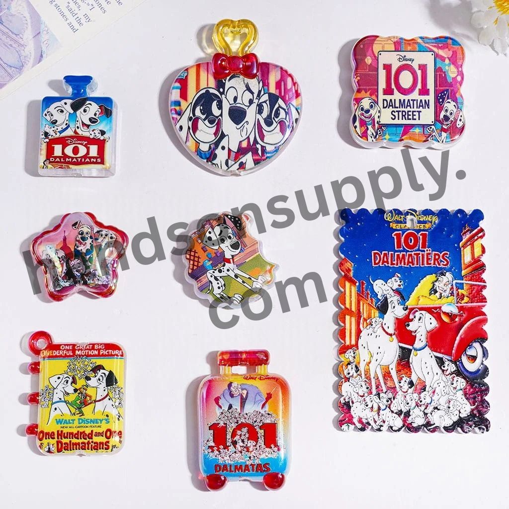 UV-Coated Devoted Dalmatian Dog Character Series Acrylic Beads & Pendants, Assorted Designs, Random Mix