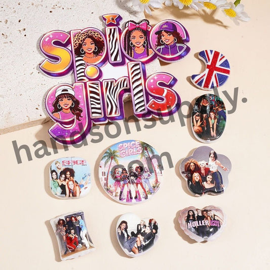 Spicy 90s Girl Group Theme Acrylic Beads for Pendants Various Shapes Random Mix