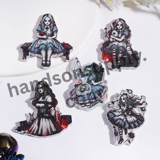 Dark Fantasy Horror Girl Acrylic Beads for Pendants Various Shapes Random Mix