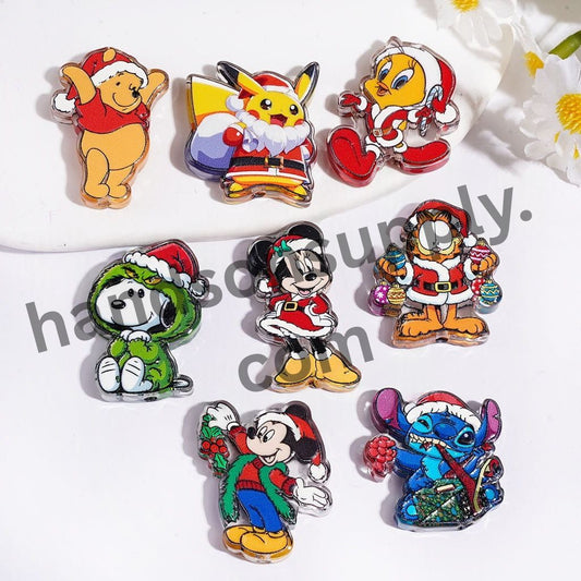 Classic Cartoon Animal Character Series, Christmas Theme  Various Styles Acrylic Beads Random Mix