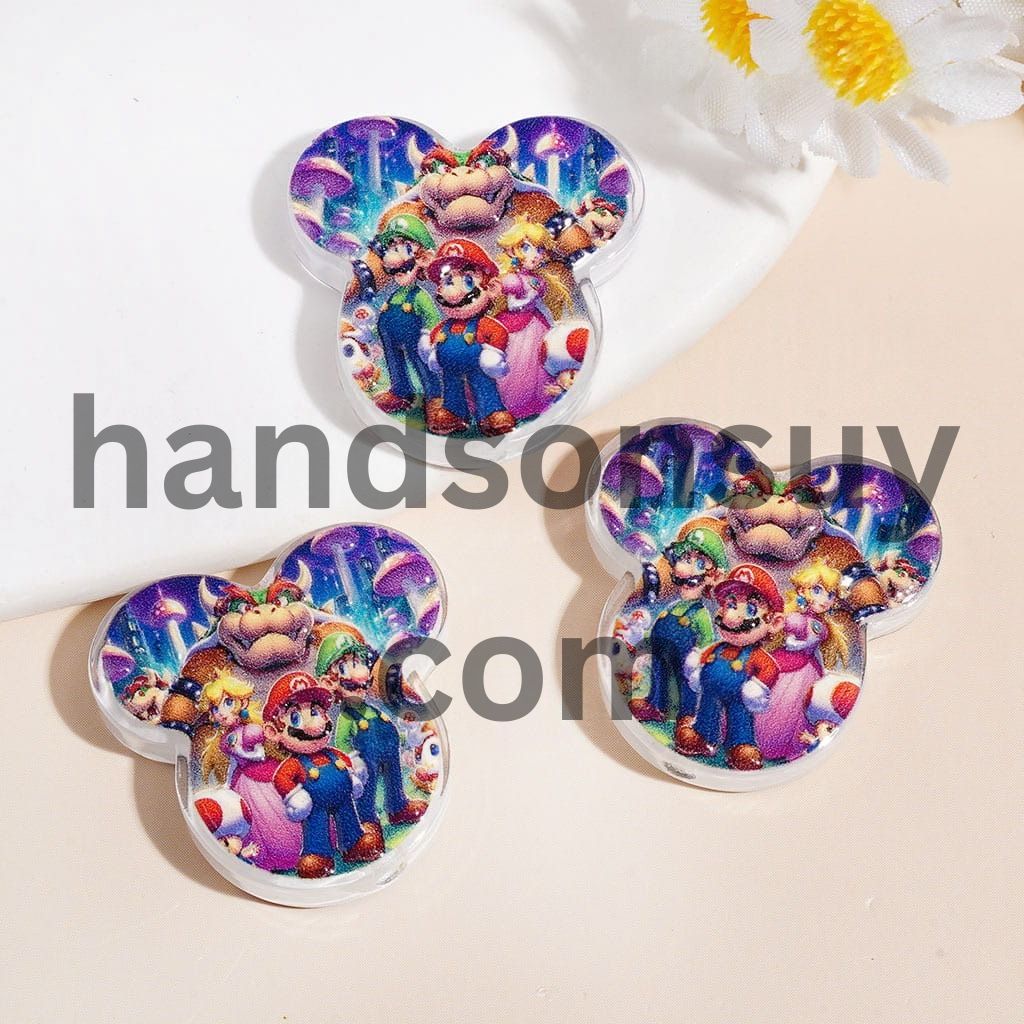 Cartoon Game Character Theme Mouse Head Shape Acrylic Bead 24*24mm