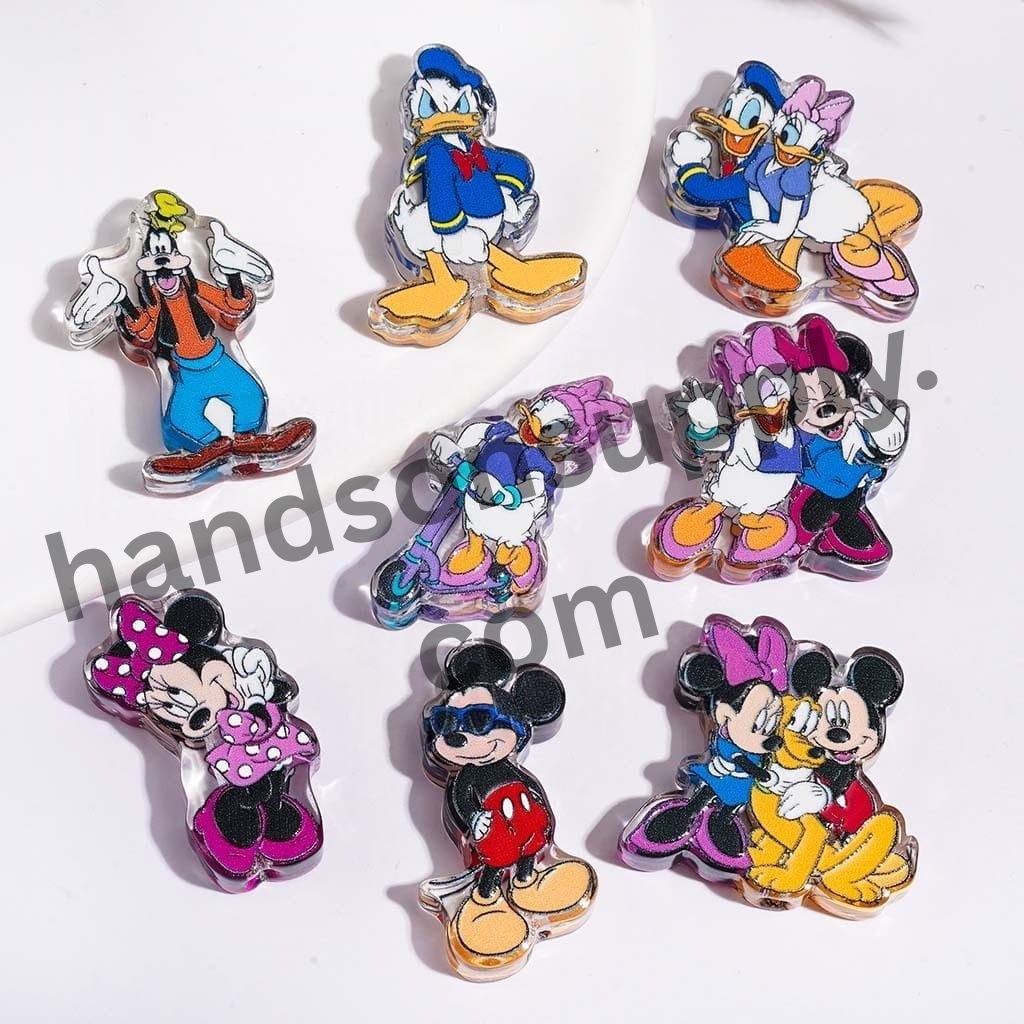 Classic Mouse, Duck & Dog Character Series Semi-Clear, Acrylic Beads, Random Mix