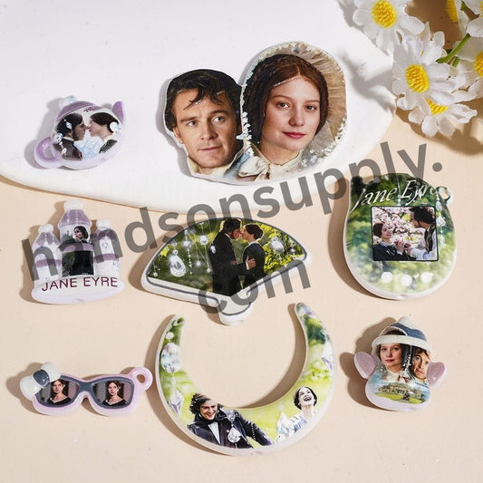 Vintage Literary Classic Romance Novel Character Series Acrylic Charms, Assorted Designs, Random Mix