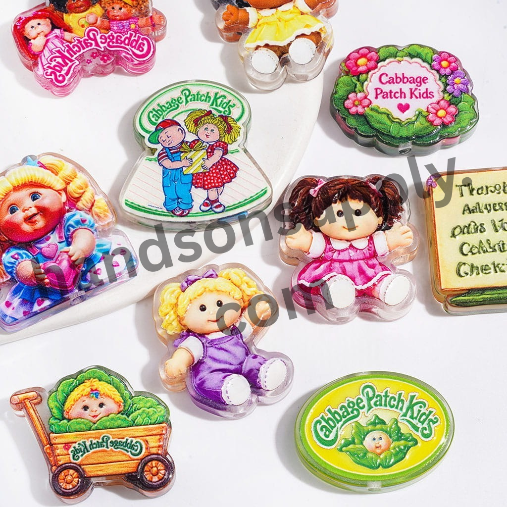 Cabbage Baby Doll Character Series Semi-Clear Acrylic Beads, Random Mix
