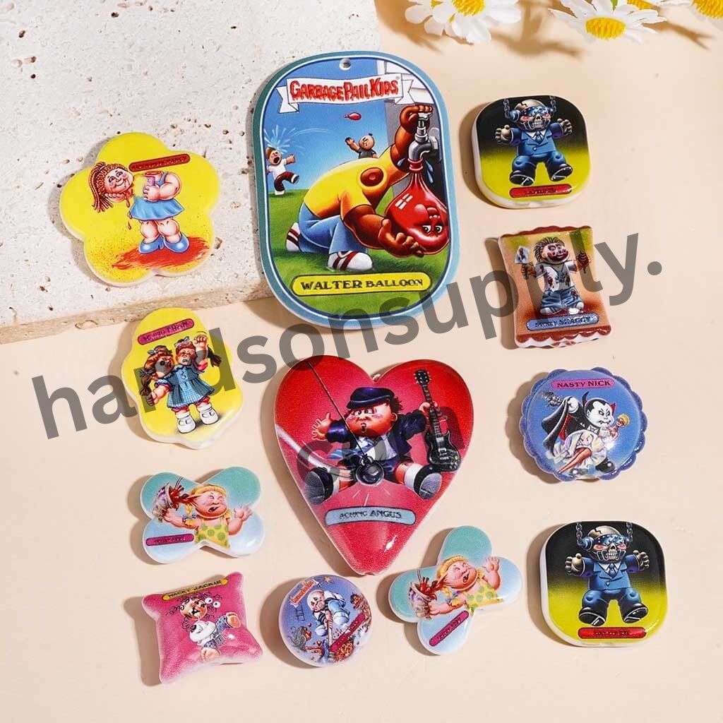 Malformation Garbage Kids Cartoon Character Acrylic Beads Pendants, Various Shapes Random Mix