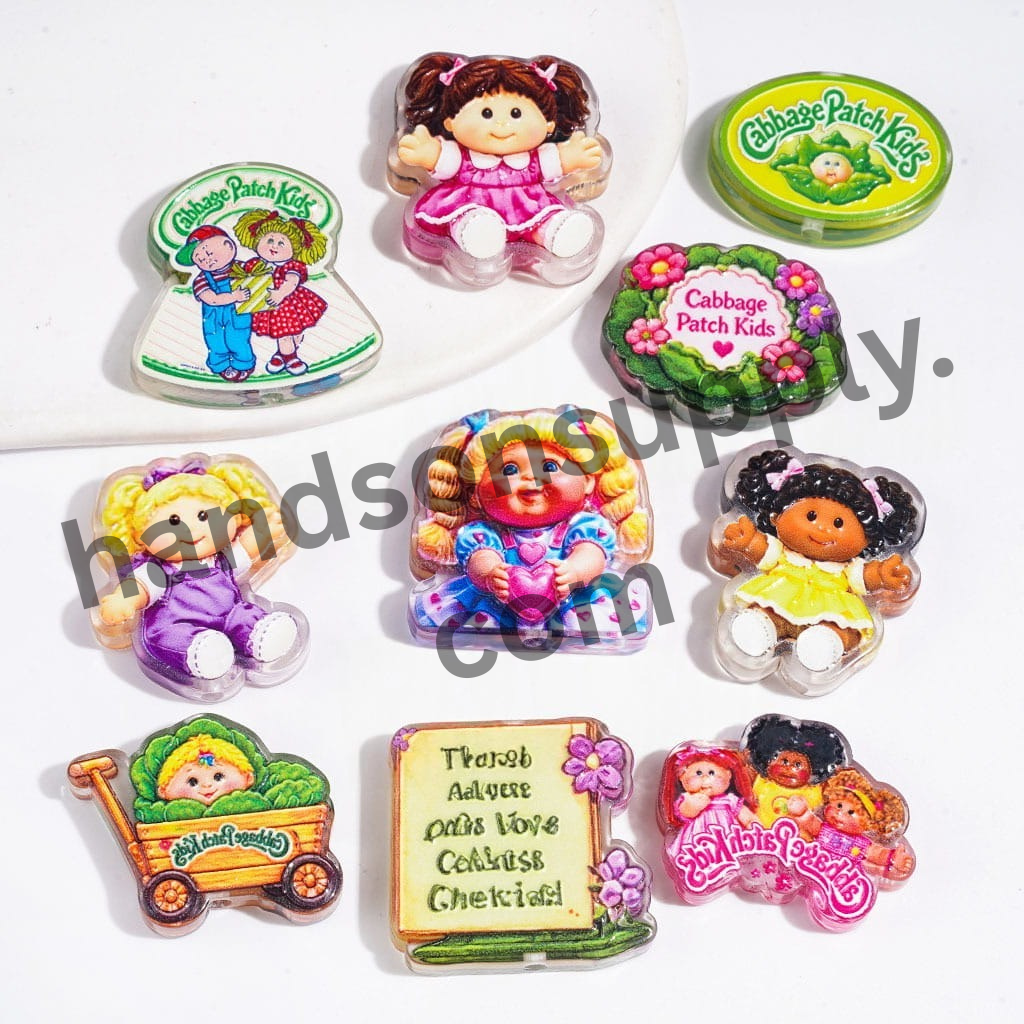 Cabbage Baby Doll Character Series Semi-Clear Acrylic Beads, Random Mix