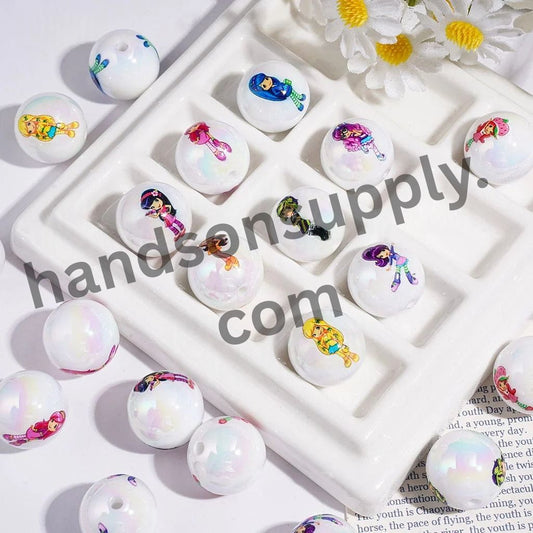 Berry Girl Series UV-Coated Acrylic Beads for Bracelets, 16MM Random Mix