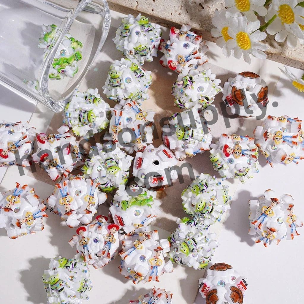 Toy Adventure Character Series and AB Rhinestones Clay Beads, 20MM Random Mix