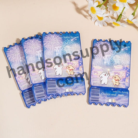 Cute Animal Theme, Aurora Sky Bear & Dog House Series Stamps Acrylic Pendant Charm, 39×69MM