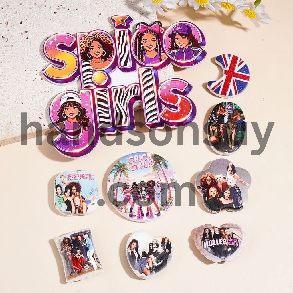 Spicy 90s Girl Group Theme Acrylic Beads for Pendants Various Shapes Random Mix
