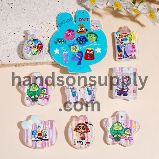 Classic Animation Five Emotion Character Series Acrylic Beads for Pendants Various Shapes Random Mix