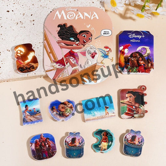Sea Navigator Princess Adventure Character Series Printed Acrylic Beads, Assorted Shapes, Random Mix