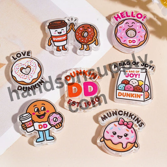 Cute Coffee Cup & Donut Cartoon Style Food Theme Acrylic Beads, Random Mix