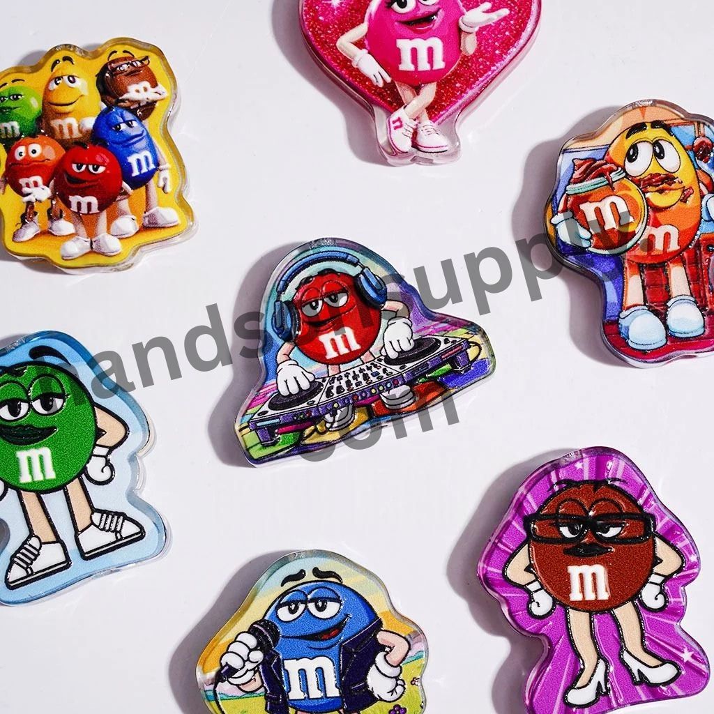 Playful Candy Chip in Assorted Design Semi-Clear Acrylic Beads, Multi-Color Random Mix