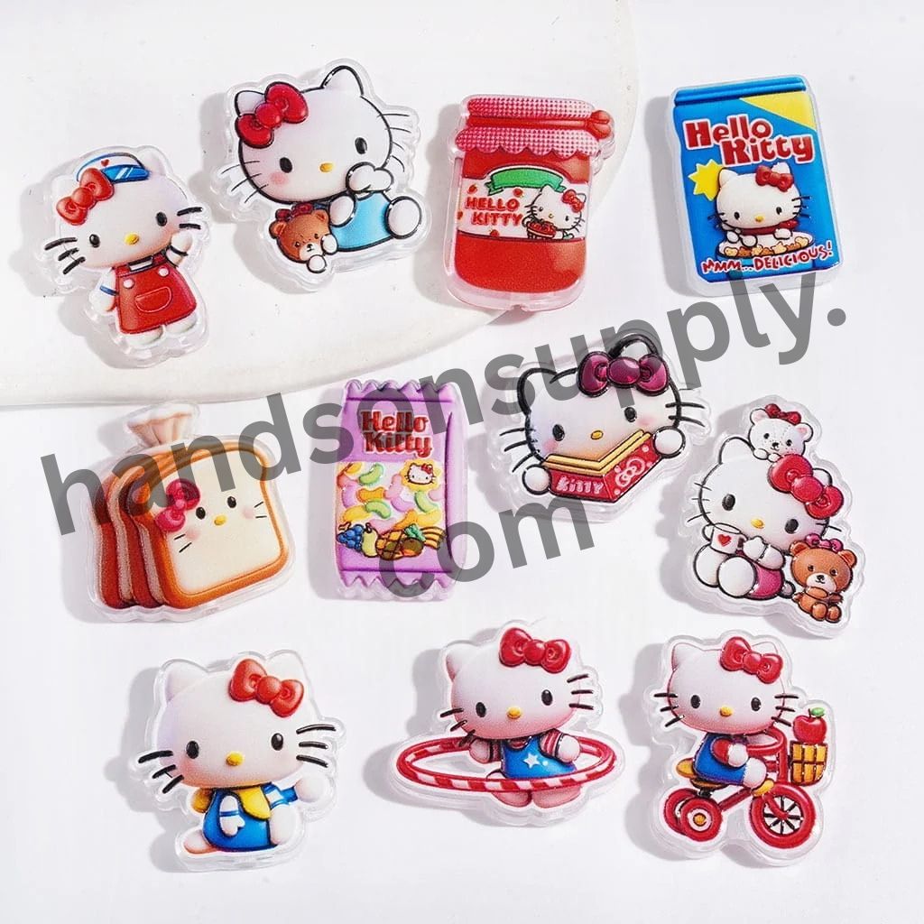 Adorable Cat Characters Series Breakfast Designs Toast and Jam Semi-Clear Acrylic Beads, Assorted Style, Random Mix