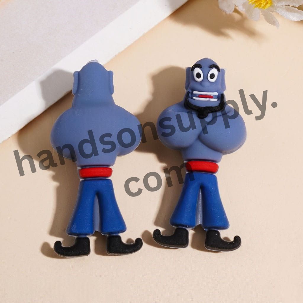 Cute Blue Magic Lamp Character Silicone Focal Beads, 20*42MM