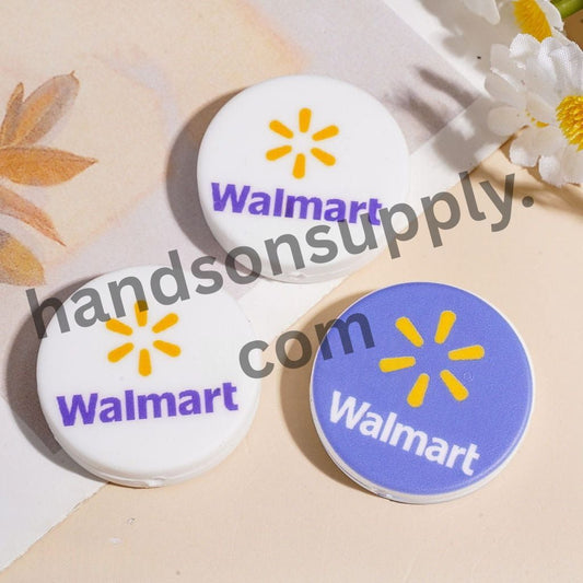 Walmart Famous Supermarket Series Silicone Focal Beads, Flat Round Shape, 28MM, Assorted Colors, Random Mix