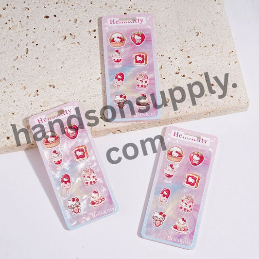 Cute Cat Series with Strawberry Ice Cream Milk Cake Basket Bread in Pink, Rectangle Shaped Acrylic Pendants, 27*60MM