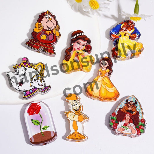 Beautiful Girl and Wild Beast Character Acrylic Beads, Assorted Shapes, Random Mix