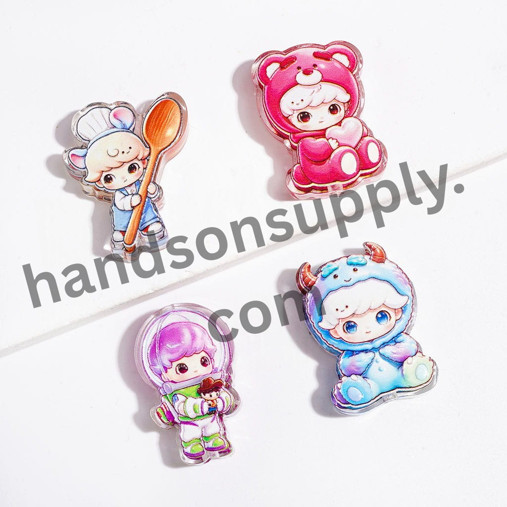 Cool Baby Boy Doll Character Series Translucent Acrylic Beads, Assorted Styles, Random Mix