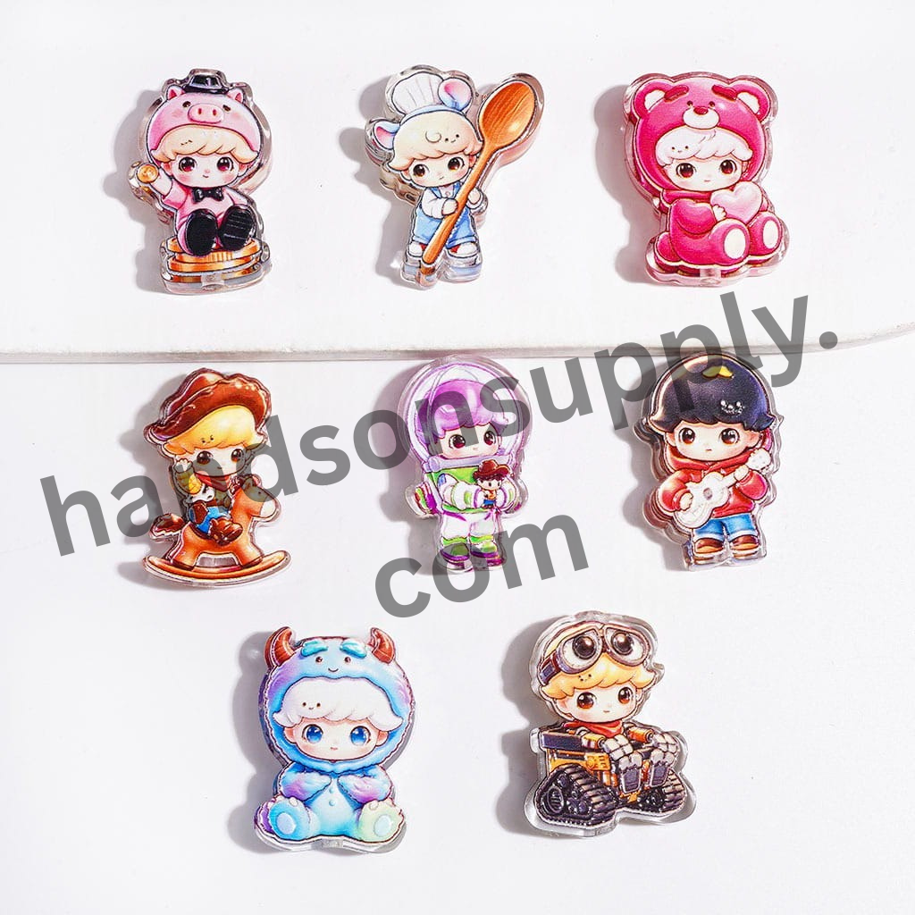 Cool Baby Boy Doll Character Series Translucent Acrylic Beads, Assorted Styles, Random Mix