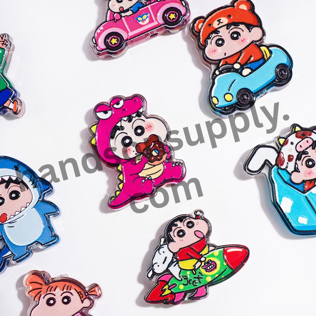Translucent Japanese Anime Funny Boy Character Design Acrylic Beads, Assorted Styles, Random Mix