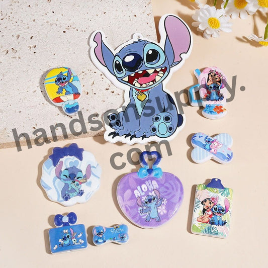 Cute Blue Alien Cartoon Character Series Acrylic Beads for Pendants, Assorted Shapes, Random Mix