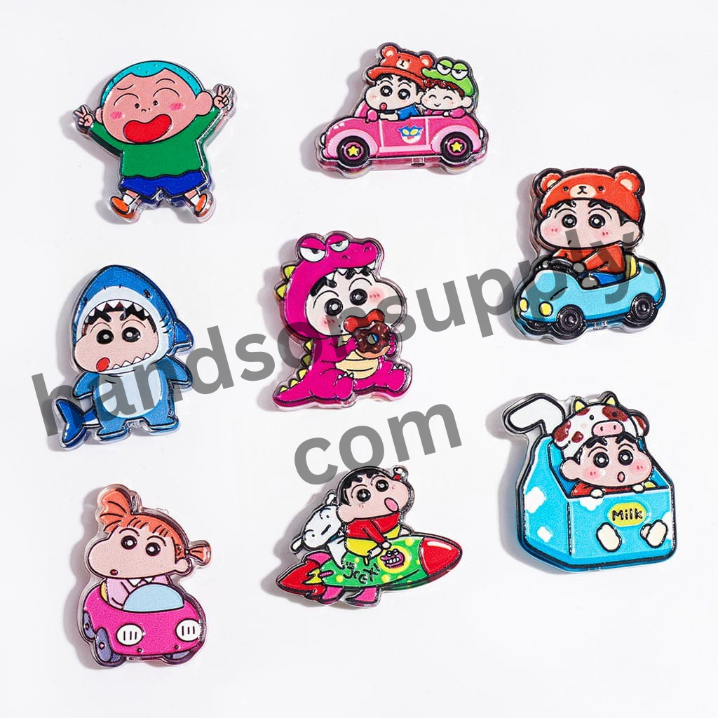 Translucent Japanese Anime Funny Boy Character Design Acrylic Beads, Assorted Styles, Random Mix