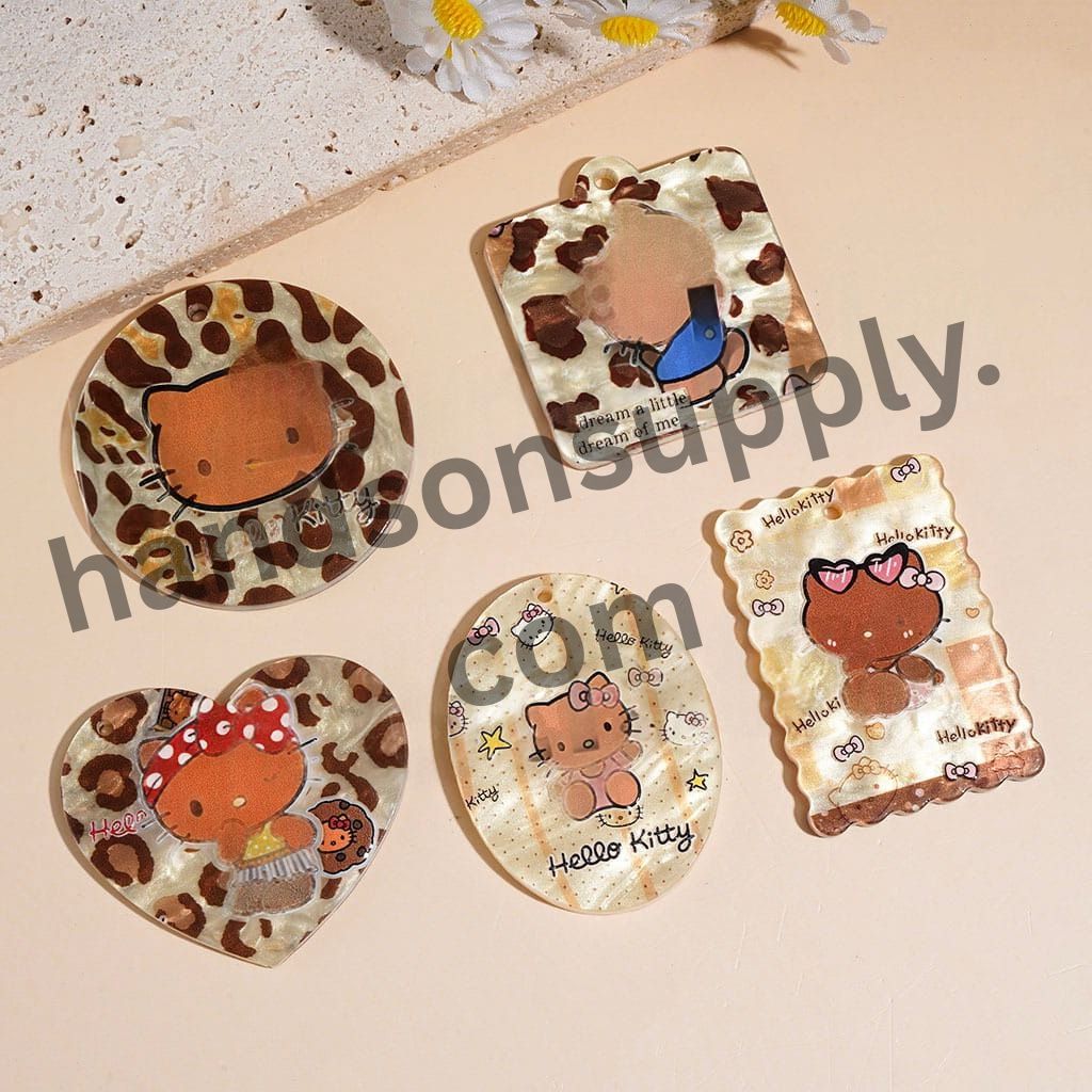 Cute Cat Character with Tan Skin Brown Series Acrylic Pendants, Variant Designs, Random Mix