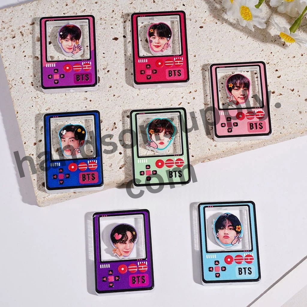 Korea Boy Group Portrait Game Console Cutout Window Acrylic Beads, 26*38MM Random Mix (Please Read Description)
