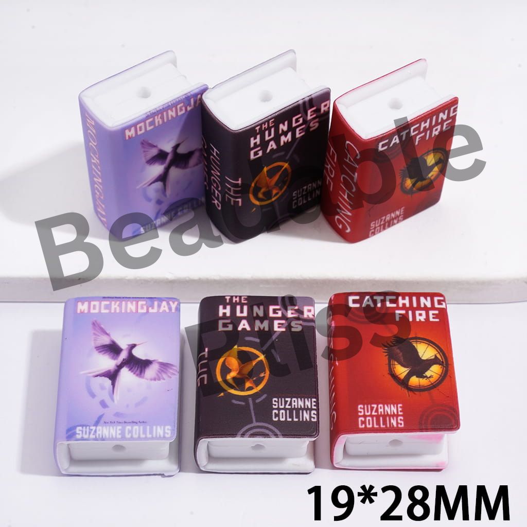 Silicone Focal Beads 3D Mini Book Fantasy Adventure Novel Theme Random Mix