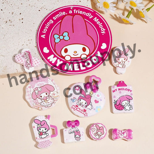 Cute Pink Bunny Character Series Acrylic Beads for Pendants, Assorted Shapes, Random Mix