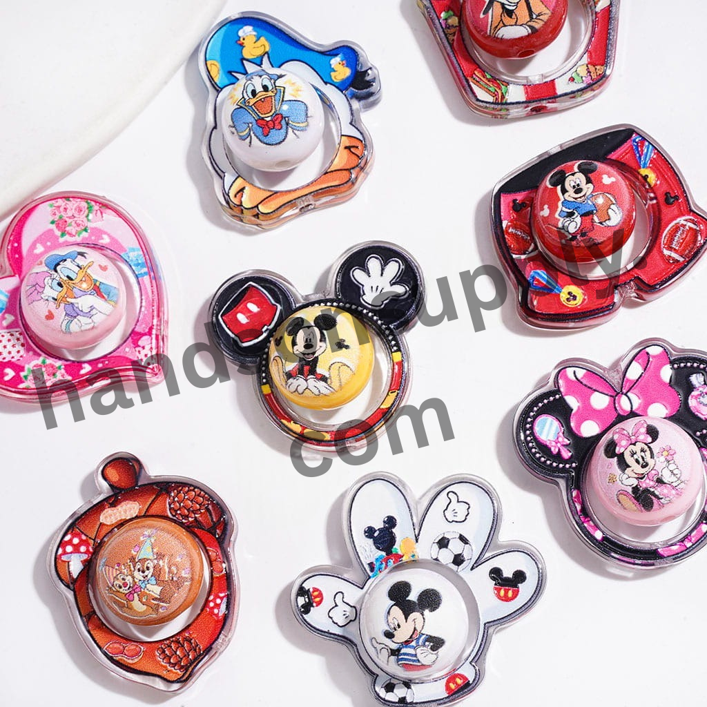 Semi-Clear Acrylic Beads with Animated Animal Prints, Assorted Styles, Random Mix
